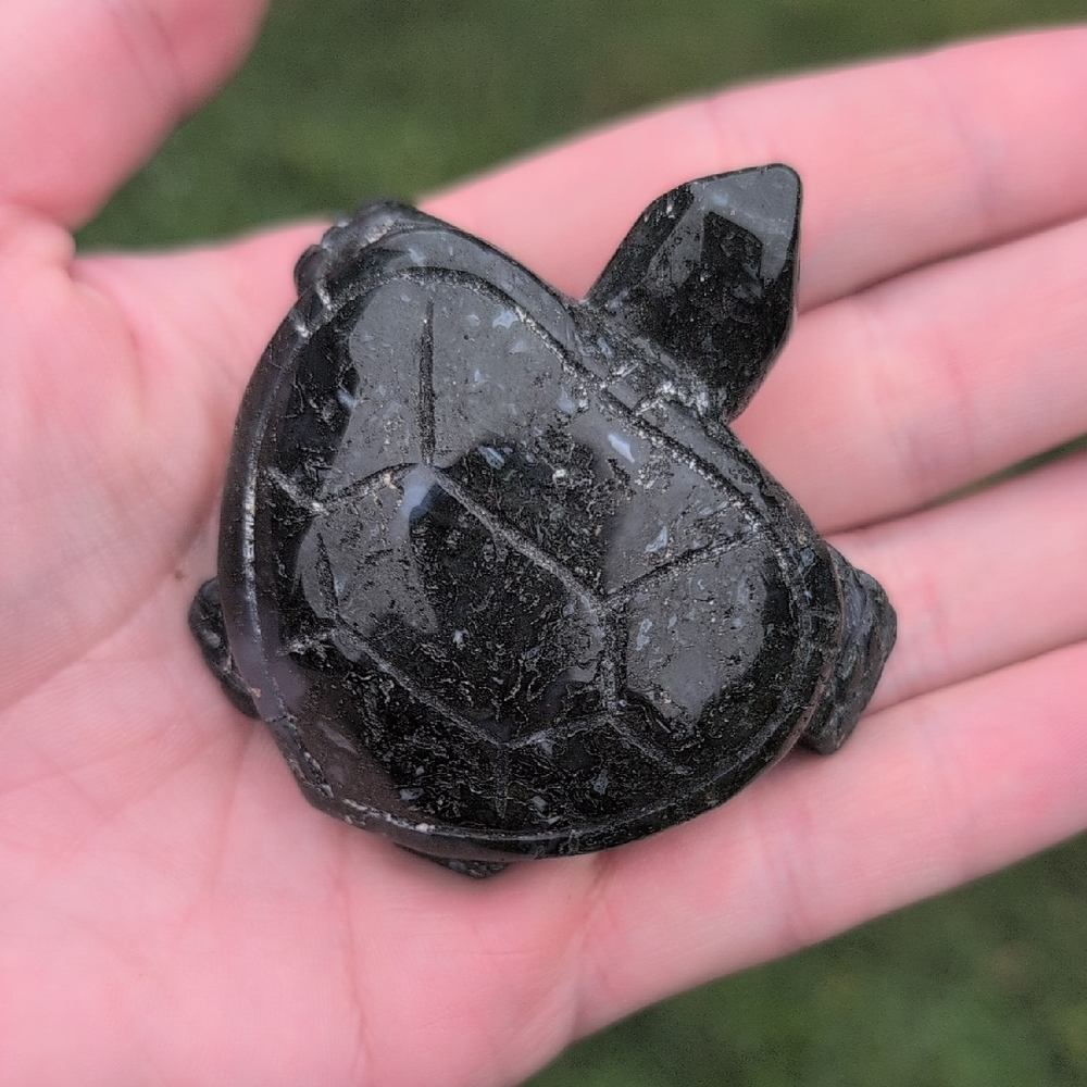 Moss Agate Turtle Gemstone Carving